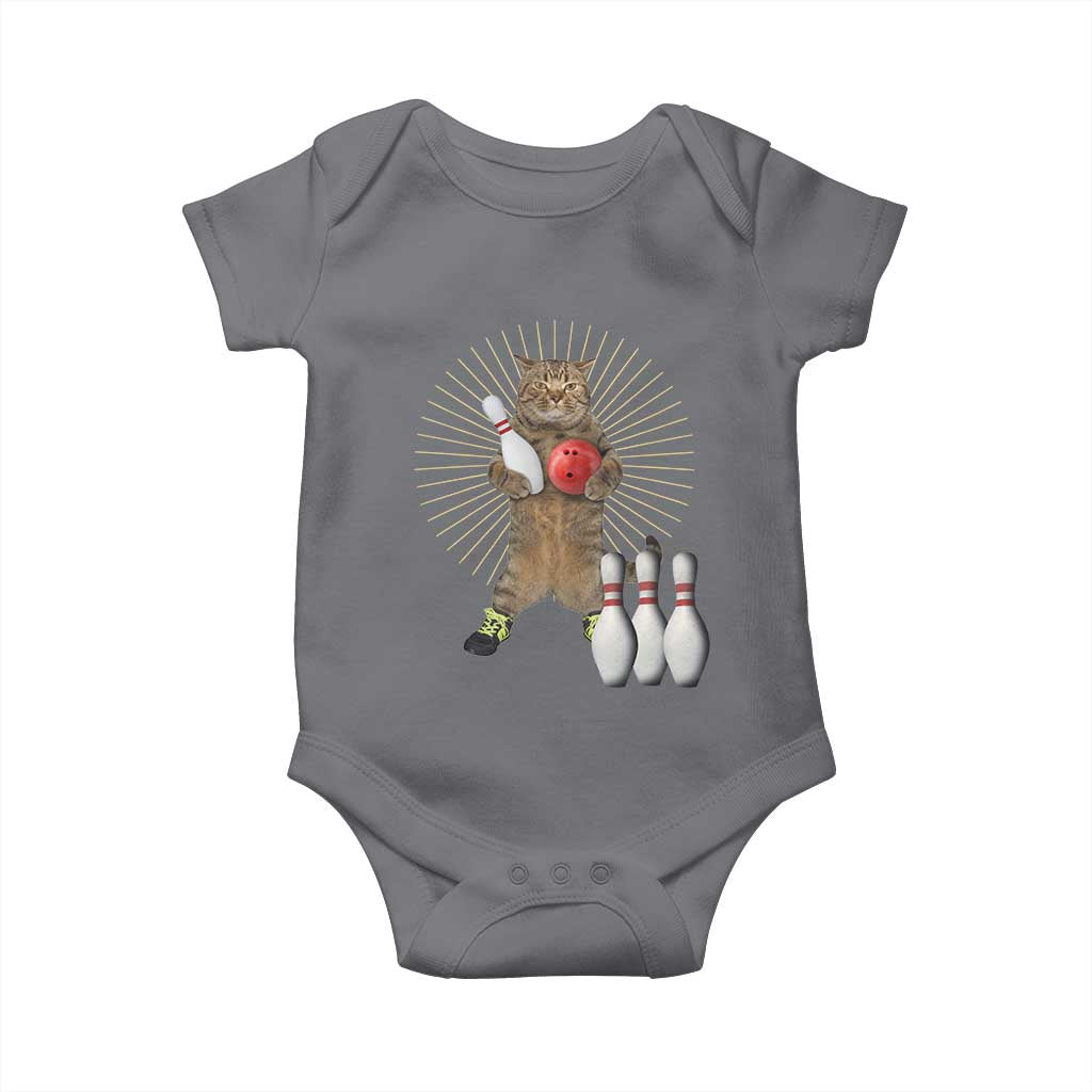 Funny Cat Bowling Meme Baby Onesie Gift For Bowlers TS12 Charcoal Print Your Wear