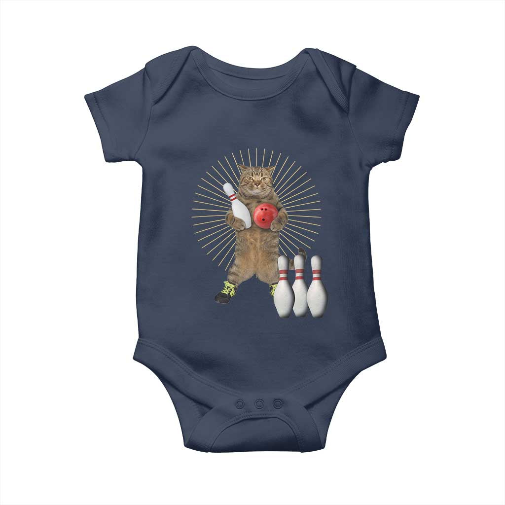 Funny Cat Bowling Meme Baby Onesie Gift For Bowlers TS12 Navy Print Your Wear
