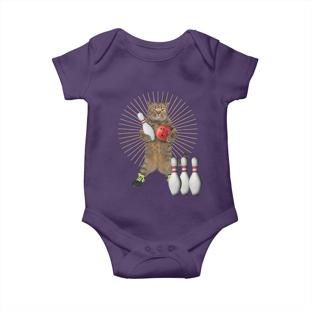 Funny Cat Bowling Meme Baby Onesie Gift For Bowlers TS12 Purple Print Your Wear