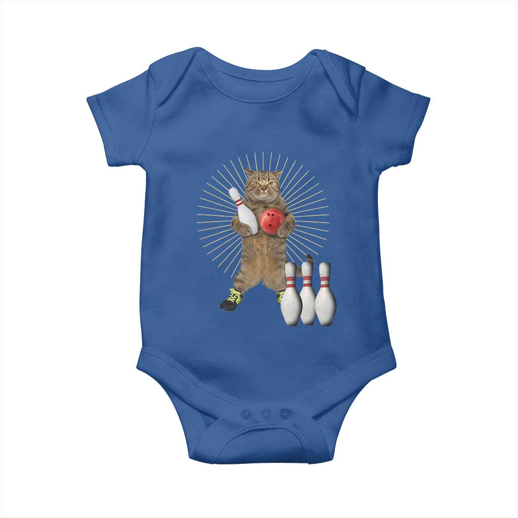 Funny Cat Bowling Meme Baby Onesie Gift For Bowlers TS12 Royal Blue Print Your Wear