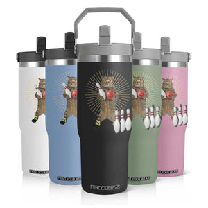 Funny Cat Bowling Meme Flip Straw Tumbler Gift For Bowlers TS12 Print Your Wear