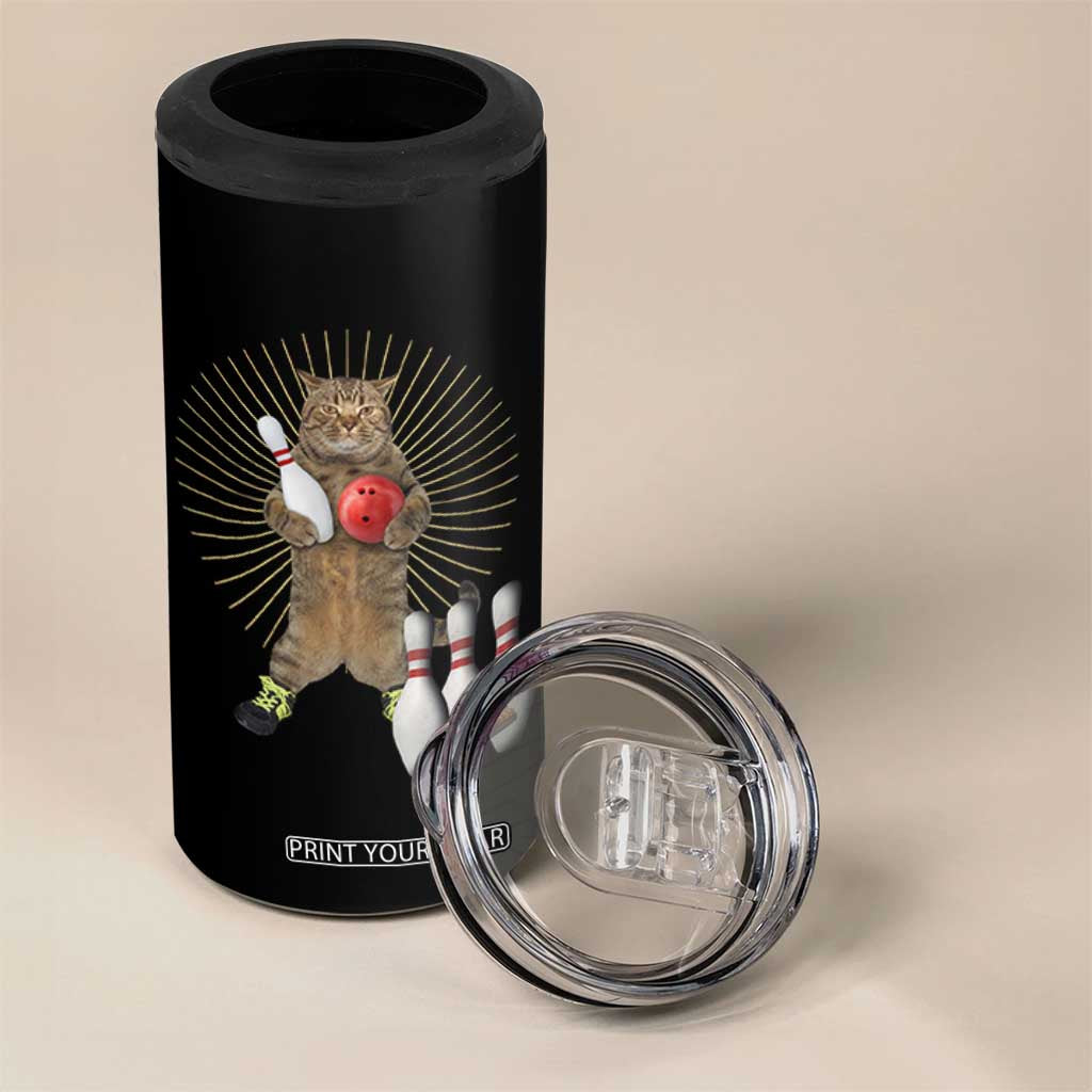 Funny Cat Bowling Meme 4 in 1 Can Cooler Tumbler Gift For Bowlers TS12 Print Your Wear