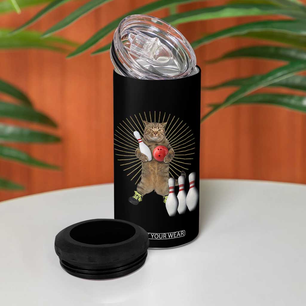 Funny Cat Bowling Meme 4 in 1 Can Cooler Tumbler Gift For Bowlers TS12 Print Your Wear