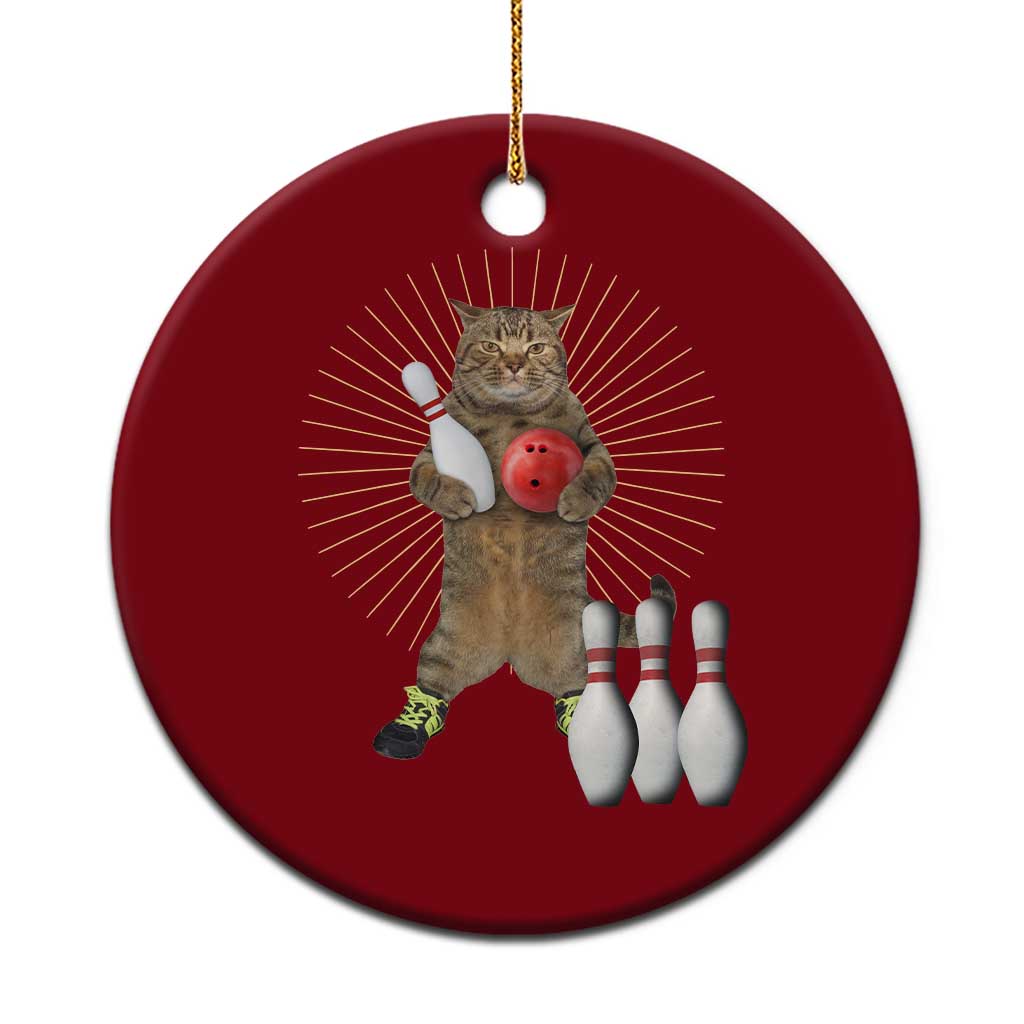 Funny Cat Bowling Meme Ceramic Ornament Gift For Bowlers TS12 1pc Red Print Your Wear