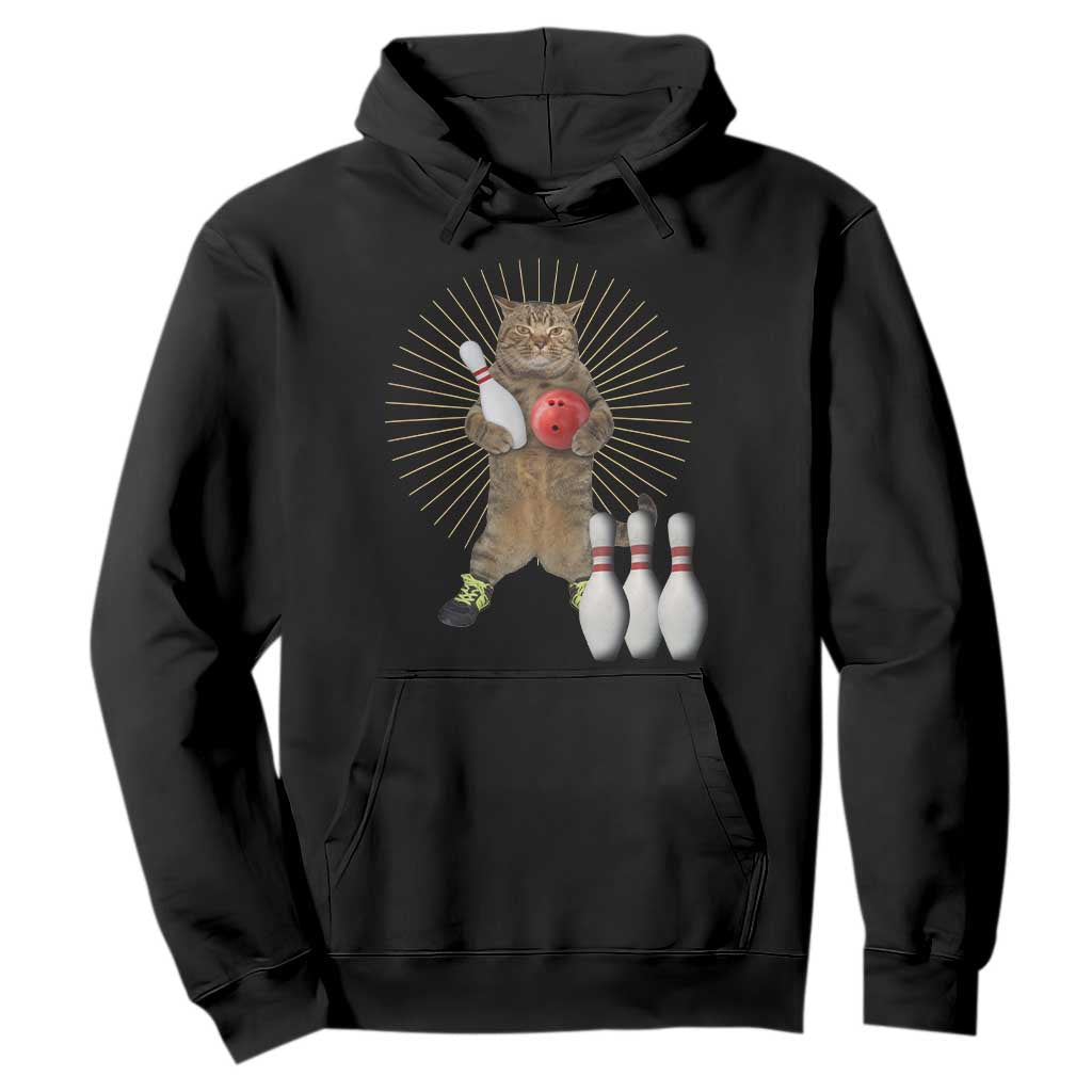 Funny Cat Bowling Meme Hoodie Gift For Bowlers TS12 Black Print Your Wear