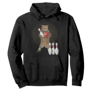 Funny Cat Bowling Meme Hoodie Gift For Bowlers TS12 Black Print Your Wear