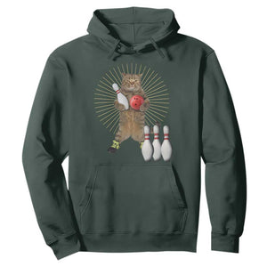 Funny Cat Bowling Meme Hoodie Gift For Bowlers TS12 Dark Forest Green Print Your Wear