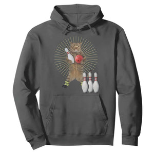 Funny Cat Bowling Meme Hoodie Gift For Bowlers TS12 Dark Heather Print Your Wear