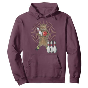Funny Cat Bowling Meme Hoodie Gift For Bowlers TS12 Maroon Print Your Wear