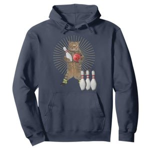 Funny Cat Bowling Meme Hoodie Gift For Bowlers TS12 Navy Print Your Wear
