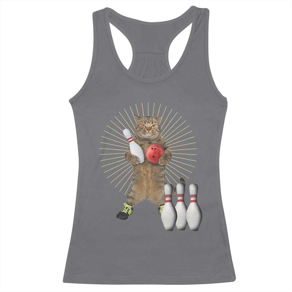 Funny Cat Bowling Meme Racerback Tank Top Gift For Bowlers TS12 Charcoal Print Your Wear