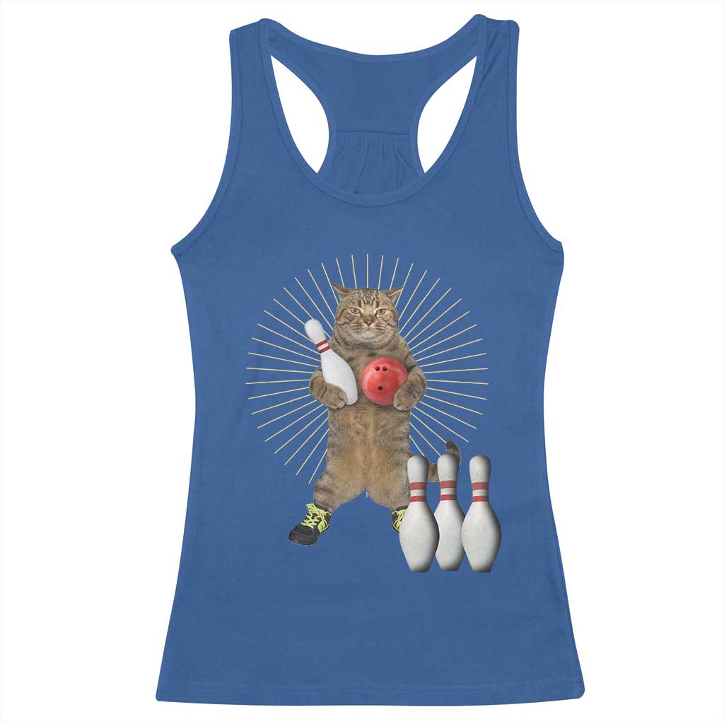 Funny Cat Bowling Meme Racerback Tank Top Gift For Bowlers TS12 Royal Blue Print Your Wear