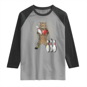 Funny Cat Bowling Meme Raglan Shirt Gift For Bowlers TS12 Sport Gray Black Print Your Wear