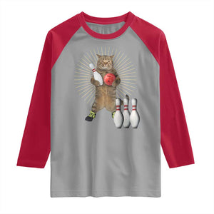 Funny Cat Bowling Meme Raglan Shirt Gift For Bowlers TS12 Sport Gray Red Print Your Wear
