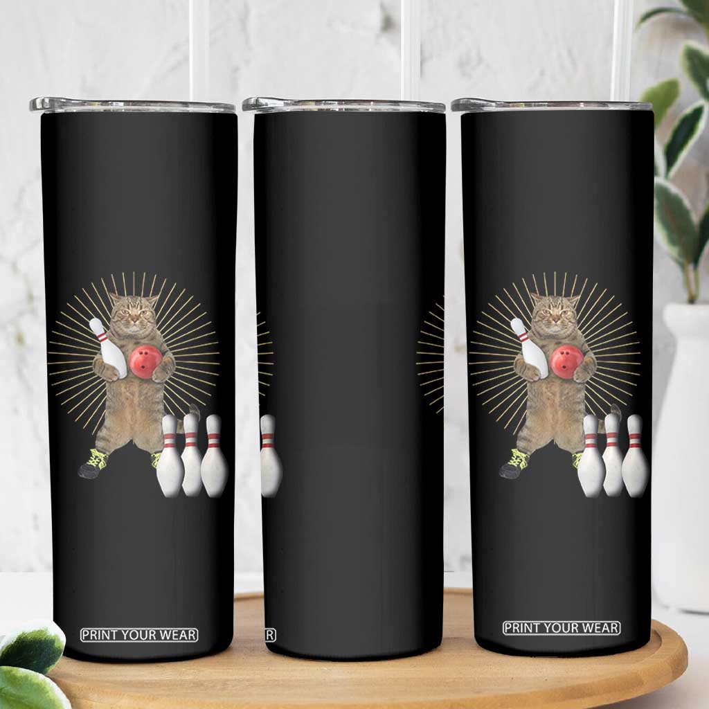 Funny Cat Bowling Meme Skinny Tumbler Gift For Bowlers TS12 Print Your Wear
