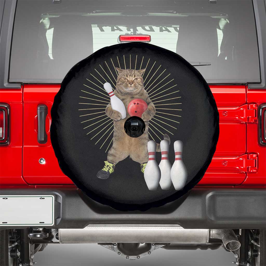 Funny Cat Bowling Meme Spare Tire Cover Gift For Bowlers TS12 Black Print Your Wear