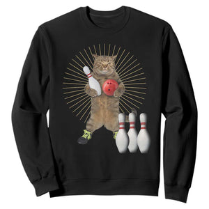 Funny Cat Bowling Meme Sweatshirt Gift For Bowlers TS12 Black Print Your Wear