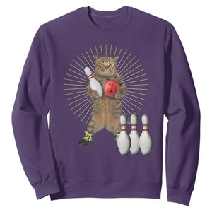 Funny Cat Bowling Meme Sweatshirt Gift For Bowlers TS12 Purple Print Your Wear