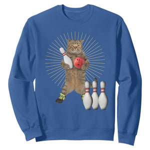 Funny Cat Bowling Meme Sweatshirt Gift For Bowlers TS12 Royal Blue Print Your Wear