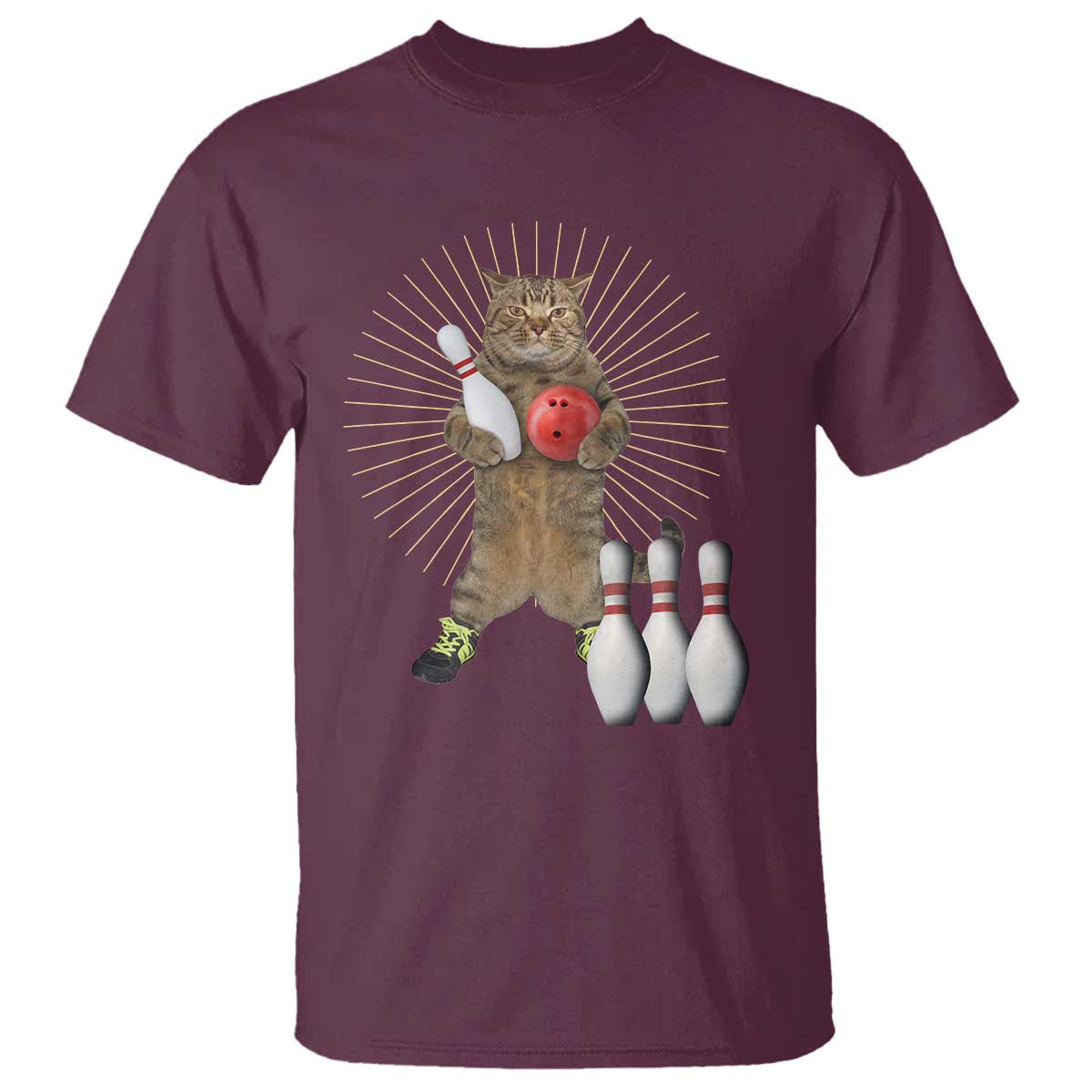 Funny Cat Bowling Meme T Shirt Gift For Bowlers TS12 Maroon Print Your Wear