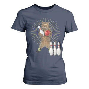 Funny Cat Bowling Meme T Shirt For Women Gift For Bowlers TS12 Navy Print Your Wear