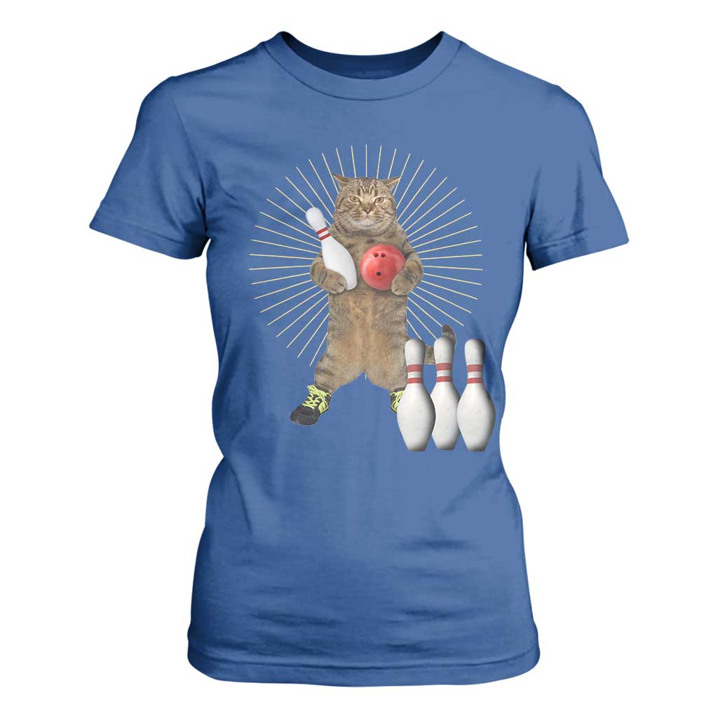 Funny Cat Bowling Meme T Shirt For Women Gift For Bowlers TS12 Royal Blue Print Your Wear