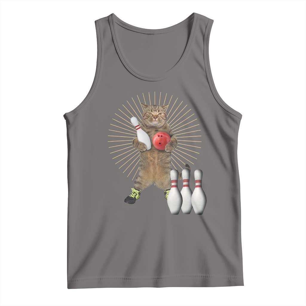 Funny Cat Bowling Meme Tank Top Gift For Bowlers TS12 Deep Heather Print Your Wear