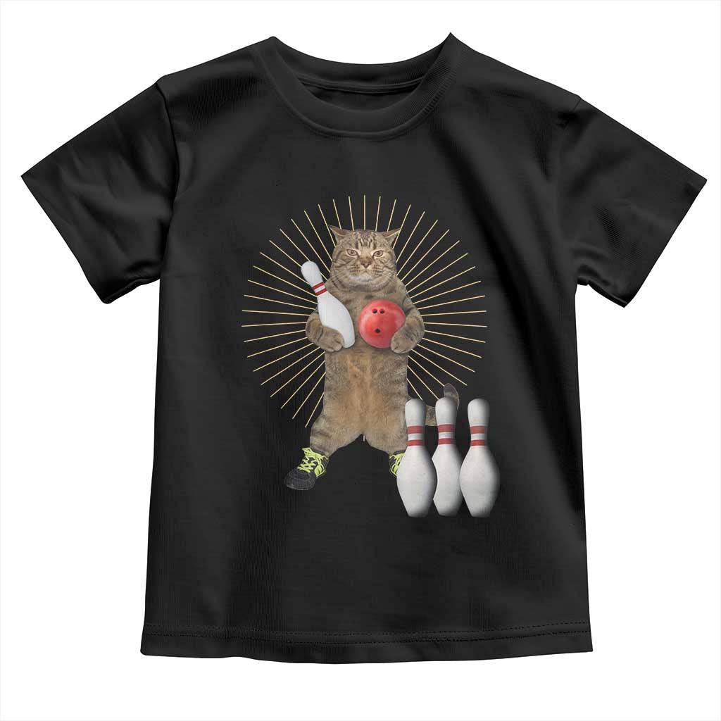 Funny Cat Bowling Meme Toddler T Shirt Gift For Bowlers TS12 Black Print Your Wear