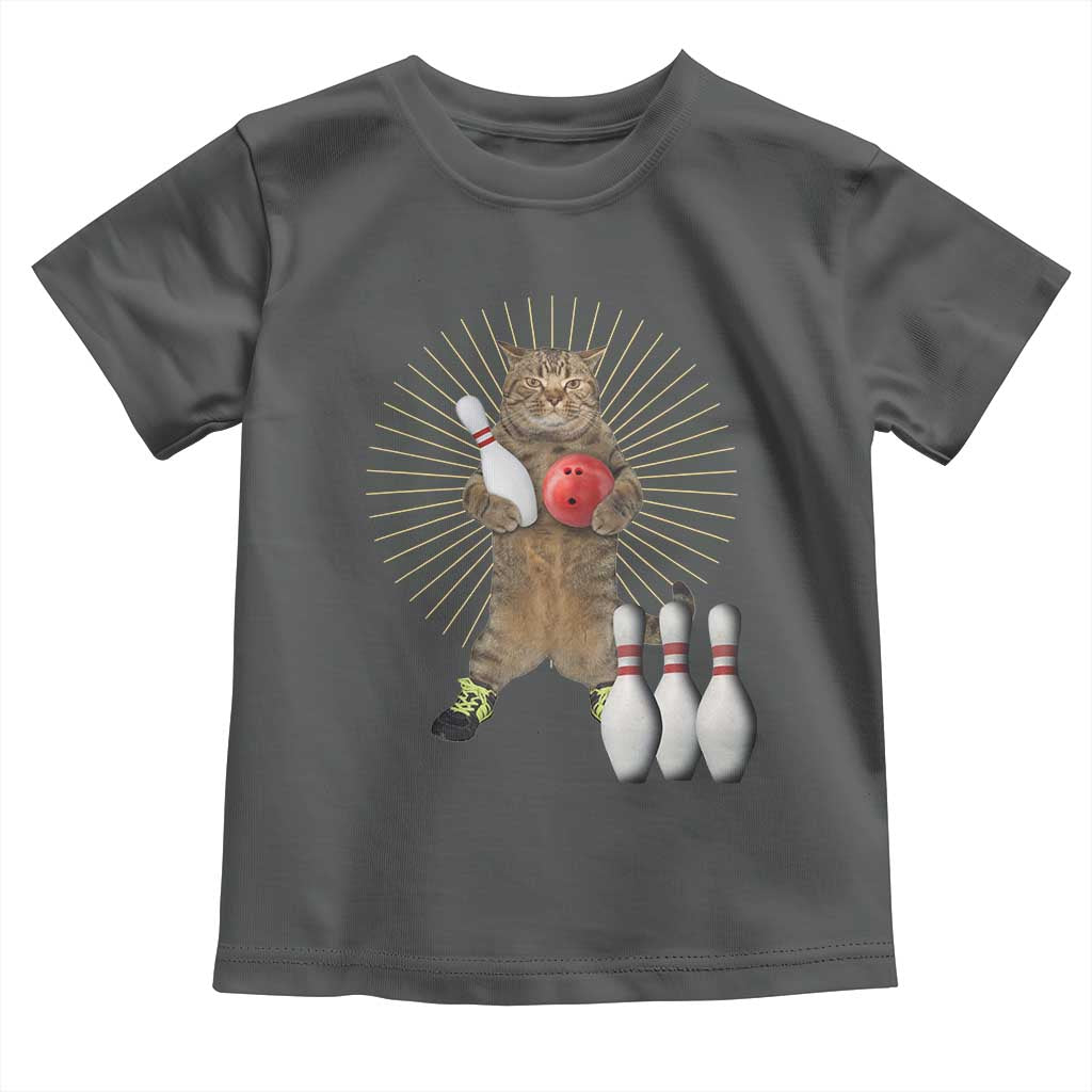 Funny Cat Bowling Meme Toddler T Shirt Gift For Bowlers TS12 Dark Heather Print Your Wear