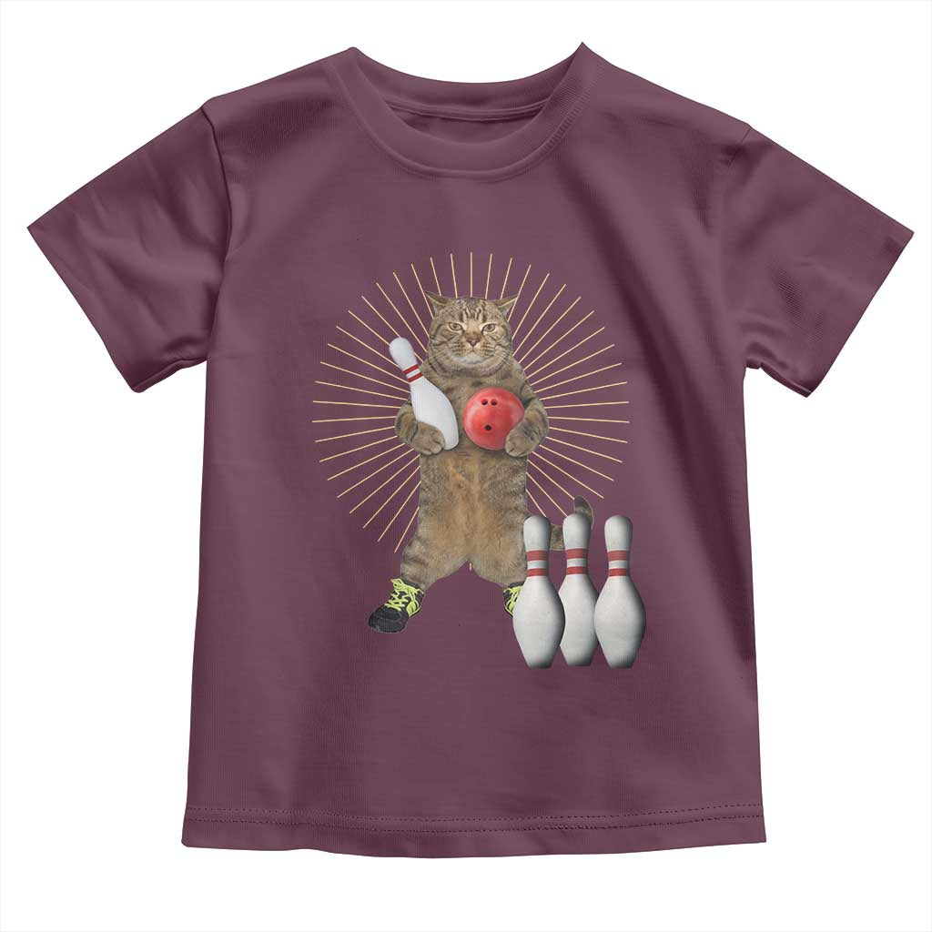 Funny Cat Bowling Meme Toddler T Shirt Gift For Bowlers TS12 Maroon Print Your Wear