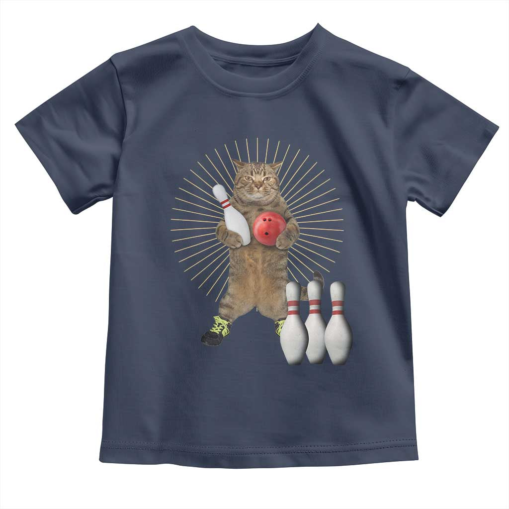 Funny Cat Bowling Meme Toddler T Shirt Gift For Bowlers TS12 Navy Print Your Wear