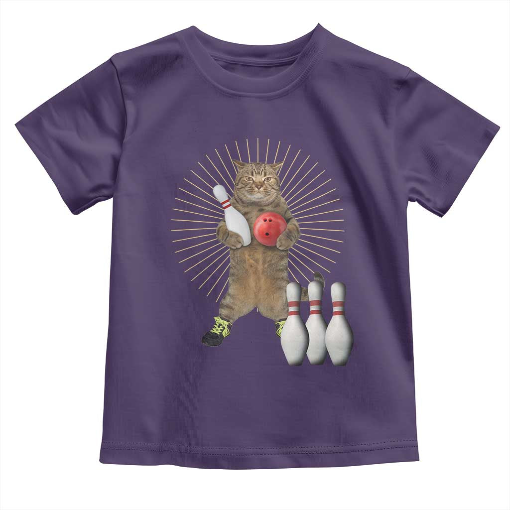 Funny Cat Bowling Meme Toddler T Shirt Gift For Bowlers TS12 Purple Print Your Wear