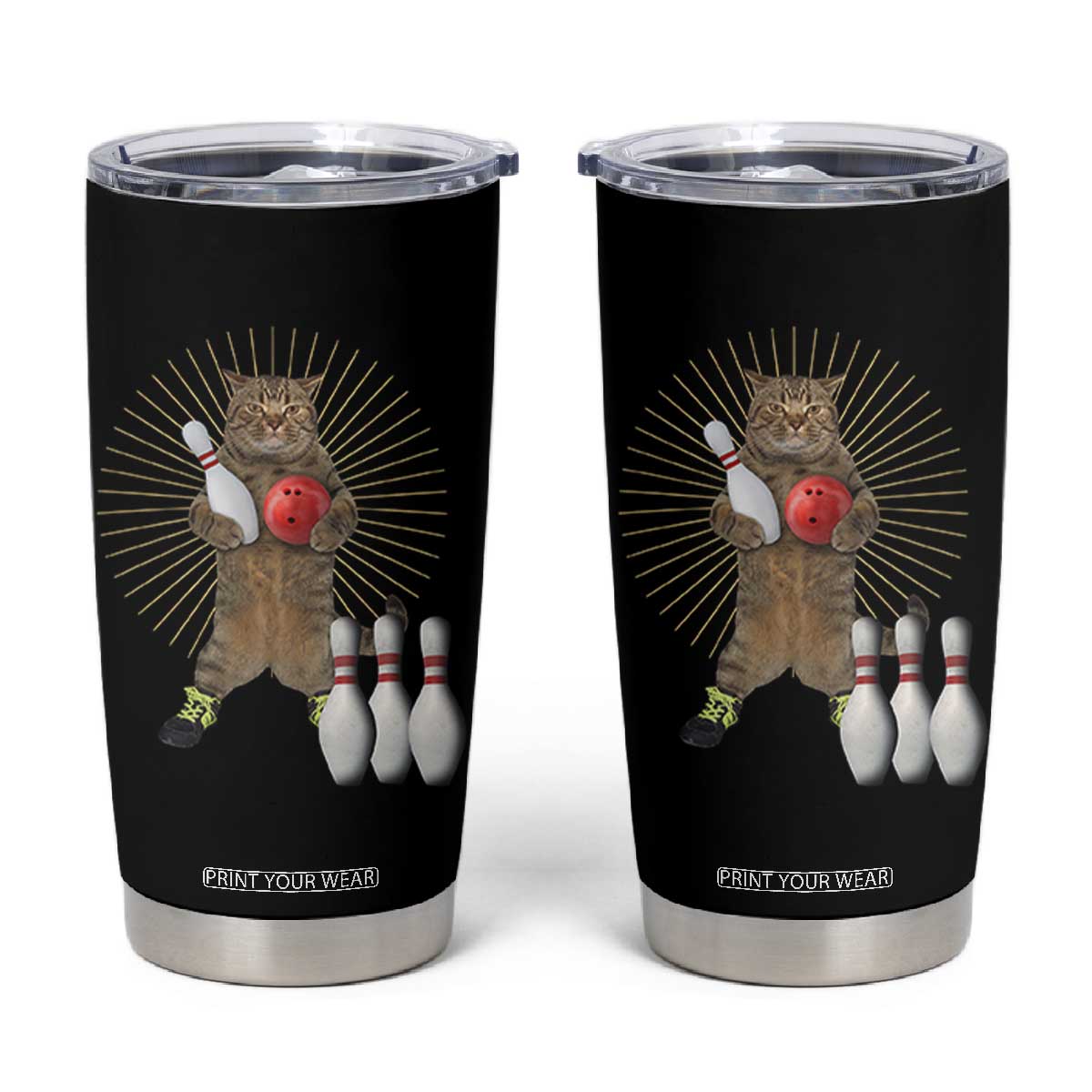Funny Cat Bowling Meme Tumbler Cup Gift For Bowlers TS12 Black Print Your Wear