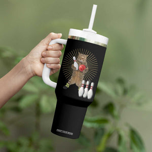 Funny Cat Bowling Meme Tumbler With Handle Gift For Bowlers TS12 Print Your Wear