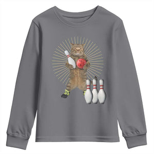 Funny Cat Bowling Meme Youth Sweatshirt Gift For Bowlers TS12 Charcoal Print Your Wear