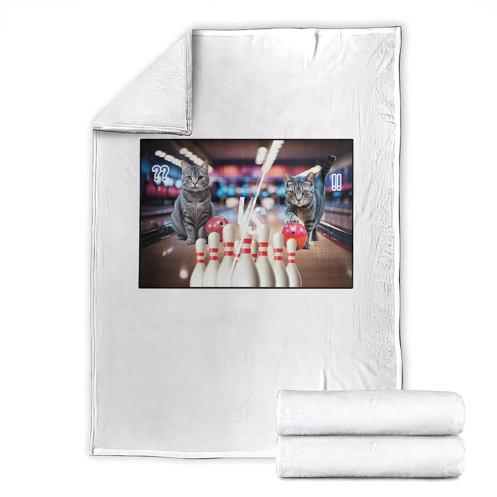 Funny Cats Bowling Battle Throw Blanket Gift For Cat Lovers - Print Your Wear