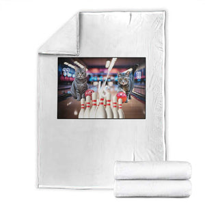 Funny Cats Bowling Battle Throw Blanket Gift For Cat Lovers - Print Your Wear