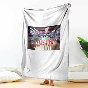 Funny Cats Bowling Battle Throw Blanket Gift For Cat Lovers - Print Your Wear