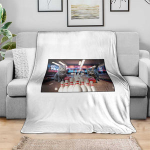 Funny Cats Bowling Battle Throw Blanket Gift For Cat Lovers - Print Your Wear