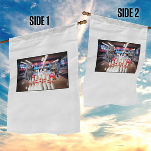 Funny Cats Bowling Battle Garden Flag Gift For Cat Lovers - Print Your Wear
