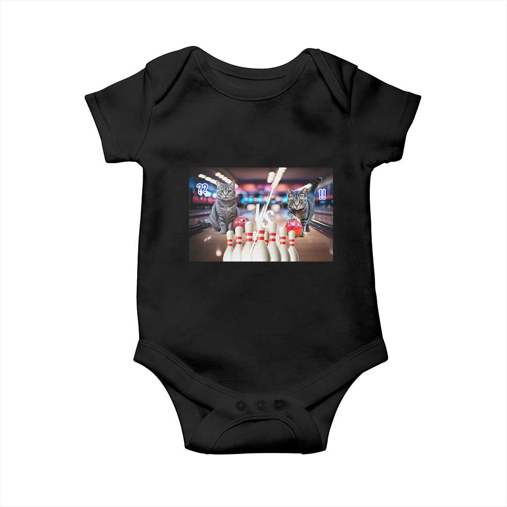 Funny Cats Bowling Battle Baby Onesie Gift For Cat Lovers TS12 Black Print Your Wear