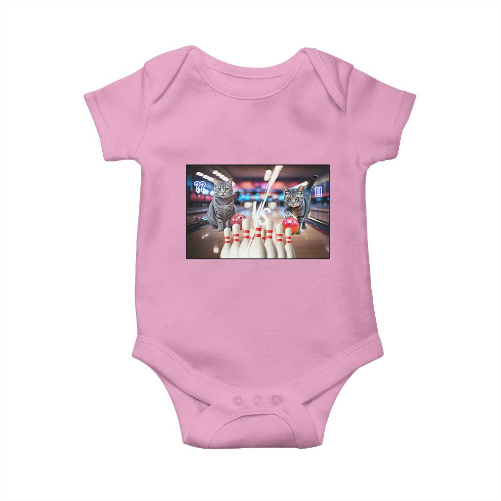 Funny Cats Bowling Battle Baby Onesie Gift For Cat Lovers TS12 Light Pink Print Your Wear