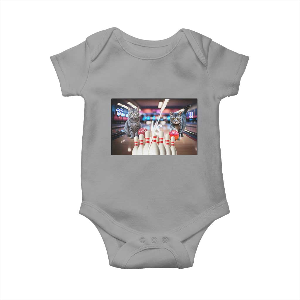 Funny Cats Bowling Battle Baby Onesie Gift For Cat Lovers TS12 Sport Gray Print Your Wear