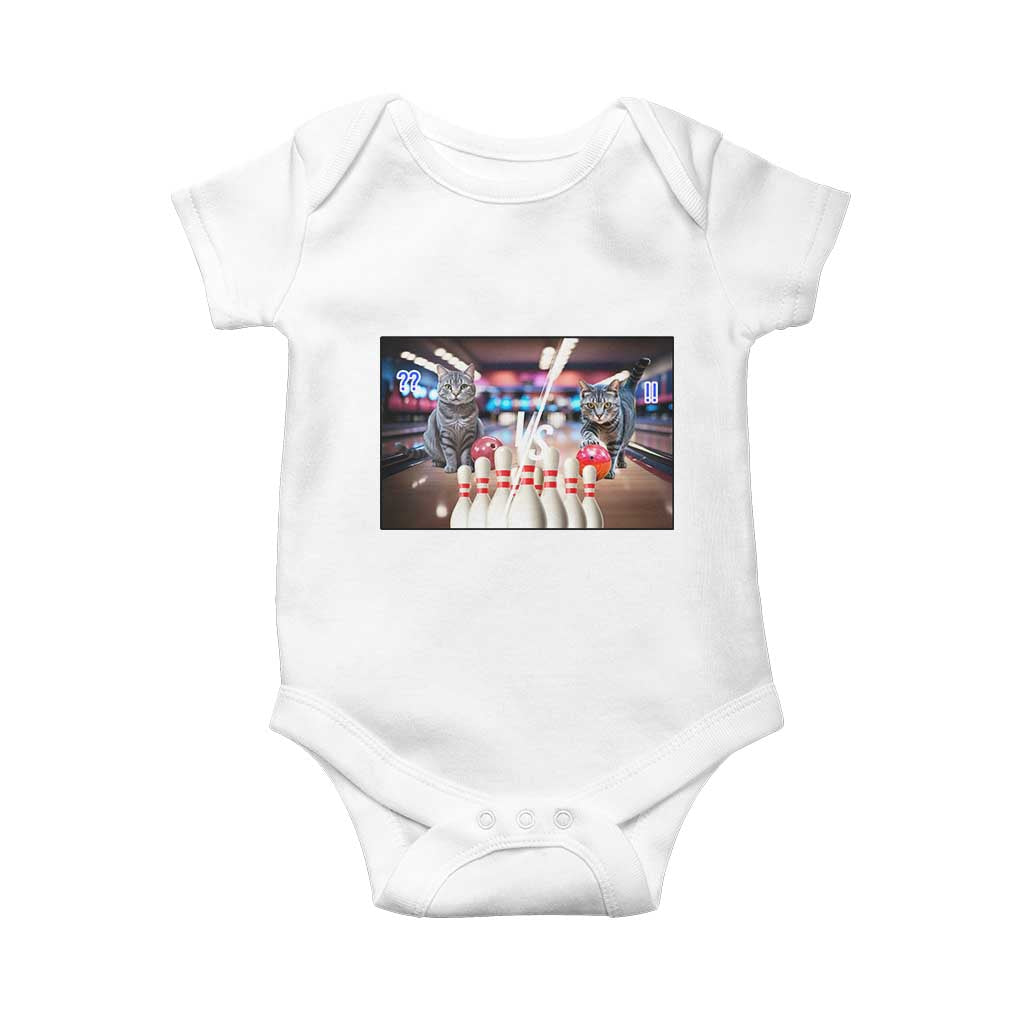 Funny Cats Bowling Battle Baby Onesie Gift For Cat Lovers TS12 White Print Your Wear