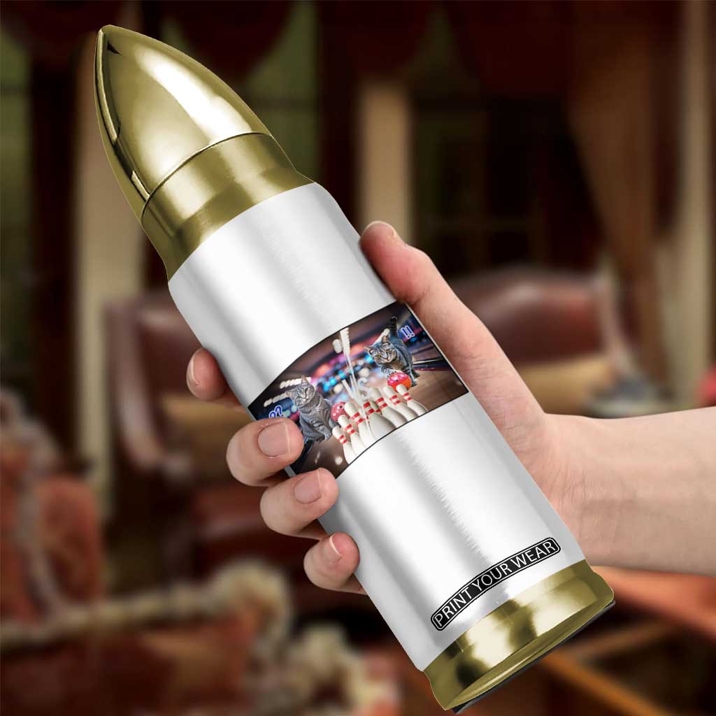 Funny Cats Bowling Battle Bullet Tumbler Gift For Cat Lovers - Print Your Wear