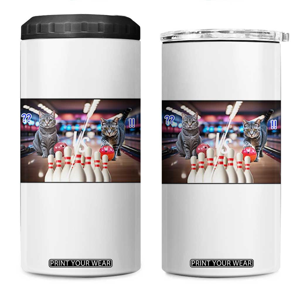 Funny Cats Bowling Battle 4 in 1 Can Cooler Tumbler Gift For Cat Lovers TS12 One Size: 16 oz White Print Your Wear