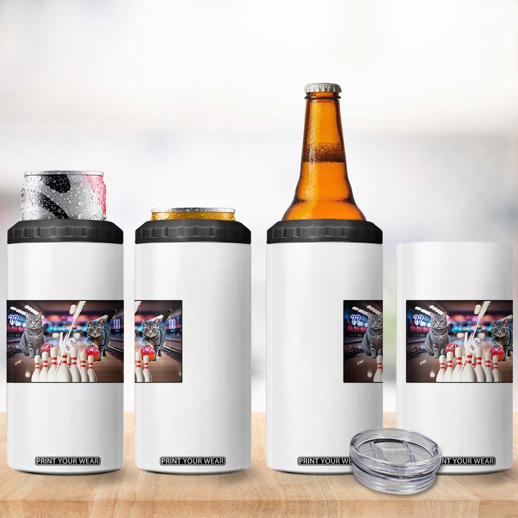 Funny Cats Bowling Battle 4 in 1 Can Cooler Tumbler Gift For Cat Lovers TS12 Print Your Wear