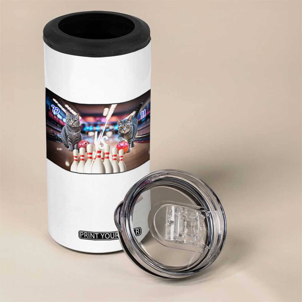Funny Cats Bowling Battle 4 in 1 Can Cooler Tumbler Gift For Cat Lovers TS12 Print Your Wear