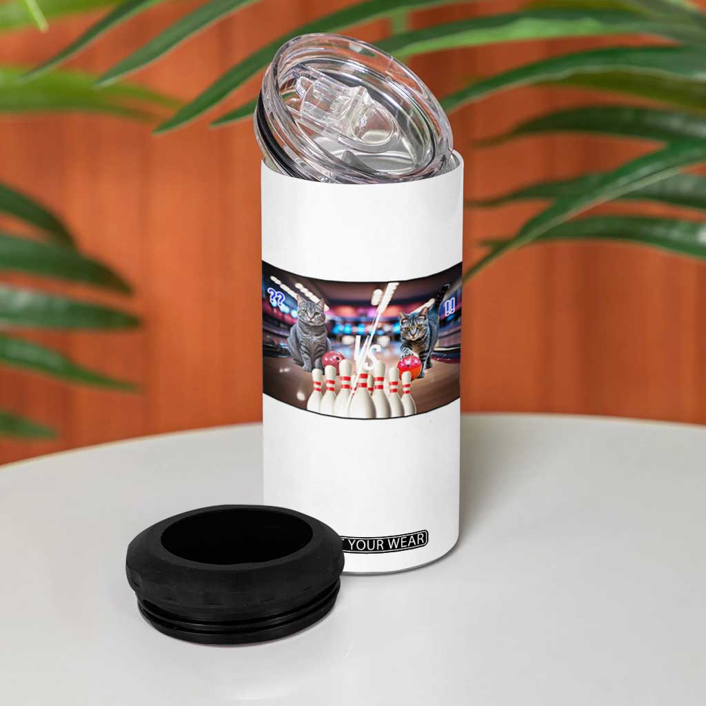 Funny Cats Bowling Battle 4 in 1 Can Cooler Tumbler Gift For Cat Lovers TS12 Print Your Wear
