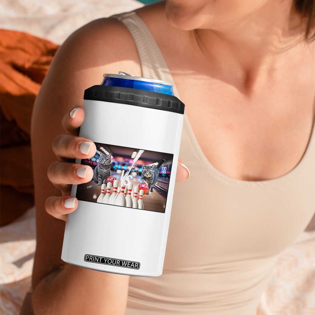Funny Cats Bowling Battle 4 in 1 Can Cooler Tumbler Gift For Cat Lovers TS12 Print Your Wear